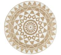 vidaXL Handmade Rug Jute with White Print 150 cm UK