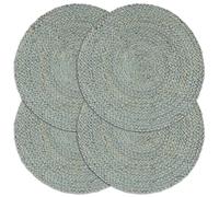 vidaXL Handwoven 4 pcs Placemat Set - Plain Olive Green Round Jute Table Mats