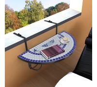 vidaXL Mosaic Balcony Table Hanging Semi-circular Blue White Patio Plant Stand