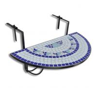 vidaXL Mosaic Balcony Table Hanging Semi-circular Blue White Patio Plant Stand