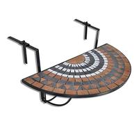vidaXL Mosaic Balcony Table Hanging Semi-circular Terracotta White Plant Stand