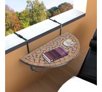 vidaXL Mosaic Balcony Table Hanging Semi-circular Terracotta Patio Plant Stand