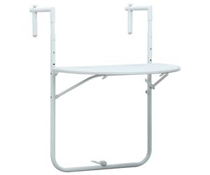 vidaXL Hanging Balcony Table White 60cm Plastic Rattan Look Patio Plant Stand