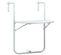 Hanging Balcony Table White Plastic Rattan Look Steel Frame 3-level 60x64x83.5cm