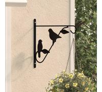 vidaXL Black Steel Hanging Basket Brackets - Durable, Versatile Hangings for Garden Decor - Includes Manual, Hooks, Plugs - 29.5 x 26 cm