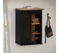 vidaXL Hanging Cabinet HALDEN with Sliding Door Black 49x22.5x70 cm Pine
