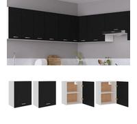 vidaXL 2x Kitchen Cabinets Black Engineered Wood Home Storage Shelf Organiser