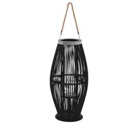 vidaXL Hanging Candle Lantern Holder Bamboo Black Hanging Lighting Fixture