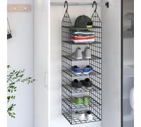 vidaXL Hanging Closet Organizer with 7 Shelves - Open-Design Clothes Storage Shelf 344375
