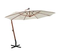 Hanging Parasol with Pole Outdoor Sunshade Umbrella Solid Fir Wood vidaXL