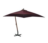 vidaXL Solid Fir Wood Hanging Parasol with Pole Bordeaux Red Garden Parasol