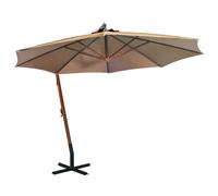 vidaXL Hanging Garden Parasol with Pole Taupe 3.5x2.9 m Solid Fir Wood