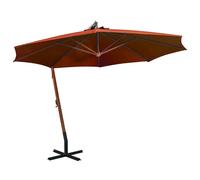 vidaXL Hanging Garden Parasol with Pole Umbrella Terracotta Solid Fir Wood