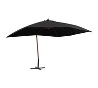 vidaXL Hanging Parasol with Wooden Pole 400x300 cm Black NEW