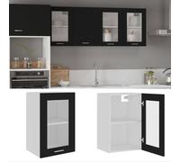 vidaXL Hanging Glass Cabinet Black 40x31x60 cm Engineered Wood UK
