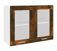 vidaXL Hanging Glass Cabinet Smoked Oak 80x31x60 cm Engineered Wood UK GF0
