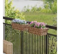 vidaXL Hanging Planter Basket 2 pcs Brown 48 x 22 x 15 cm Lacak Rattan