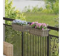 vidaXL Hanging Planter Basket 2 pcs Grey 48 x 22 x 15 cm Lacak Rattan