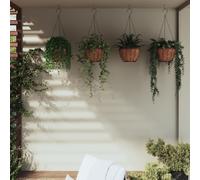 vidaXL Hanging Planters 4 pcs with Coco Liners Black Ø 30x52 cm Steel