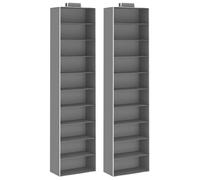 vidaXL Hanging Wardrobe Organiser- 2pcs with 10-Shelf Fabric Storage for Towels, Pyjamas, Hats- Compact, Portable and Collapsible Design- Grey and White