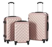 vidaXL 3 Piece Hardcase Trolley Set Rose Gold ABS Travel Luggage Bag Suitcase
