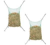 vidaXL Hay Nets 2 pcs Square 0.9 x 1 m Resistant PP Material for Feeding Horses/Ponies - Improve Digestion, Reduce Waste - Green