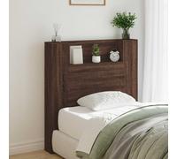 vidaXL Headboard Brown Oak 100 x 16.5 x 103.5 cm Engineered Wood, Bedtime Harmony: Modern Headboard, Stylish Storage Solution, LED Mood Lighting, Functional Furniture for Urban Living
