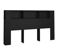 vidaXL Headboard Cabinet Bedroom Furniture Bed Header Cabinet Wall Bed Backboard Bookcase Headboard with Storage Black 180x18.5x104.5 cm