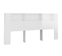 vidaXL Headboard Cabinet Bedroom Furniture Bed Header Cabinet Wall Bed Backboard Bookcase Headboard with Storage High Gloss White 220x18.5x104.5 cm