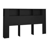 vidaXL Headboard Cabinet Bedroom Furniture Bed Header Cabinet Wall Bed Backboard Bookcase Headboard with Storage Black 180x18.5x104.5 cm