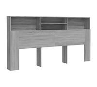 vidaXL Headboard Cabinet Bookcase Wall Bed Headboard Bed Backboard Cabinet Footboard Home Indoor Bedroom Furniture Accessory Grey Sonoma