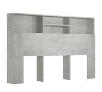 vidaXL Headboard Cabinet Indoor Home Bedroom Furniture Accessory Wall Bed Headboard Bookcase Bed Backboard Cabinet with Compartment Concrete Grey