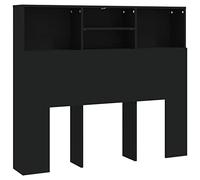 vidaXL Headboard Cabinet Home Indoor Bedroom Bookcase Headboard Cabinet Wooden Storage Bed Backboard Footboard Furniture Bed Accessory Black