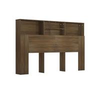vidaXL Headboard Cabinet Indoor Home Bedroom Furniture Accessory Wall Bed Headboard Bookcase Bed Backboard Cabinet with Compartment Brown Oak