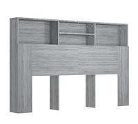 vidaXL Headboard Cabinet Indoor Home Bedroom Furniture Accessory Wall Bed Headboard Bookcase Bed Backboard Cabinet with Compartment Grey Sonoma