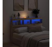 vidaXL Headboard Cabinet with LED Artisan Oak 160x17x102 cm