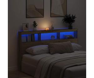vidaXL Headboard Cabinet with LED Artisan Oak 180x17x102 cm