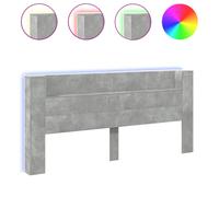 Headboard Cabinet with LED Concrete Grey 220x16.5x103.5 cm