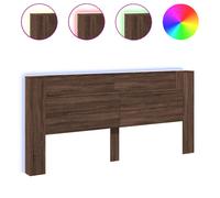 vidaXL Headboard Cabinet with LED Bed Headboard Brown Oak 220x16.5x103.5 cm
