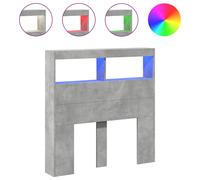 vidaXL Headboard Cabinet with LED Concrete Grey 100x17x102 cm
