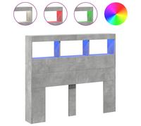 vidaXL Headboard Cabinet with LED Bed Headboard Concrete Grey 120x17x102 cm