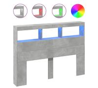vidaXL Headboard Cabinet with LED Bed Headboard Concrete Grey 140x17x102 cm