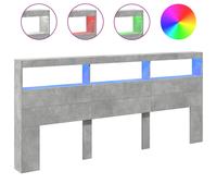 vidaXL Headboard Cabinet with LED Concrete Grey 220x17x102 cm