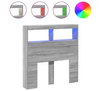 vidaXL Headboard Cabinet with LED Bed Headboard Grey Sonoma 100x17x102 cm