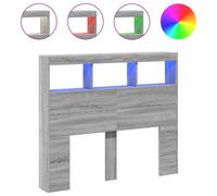vidaXL Headboard Cabinet with LED Bed Headboard Grey Sonoma 120x17x102 cm