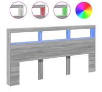 vidaXL Headboard Cabinet with LED Bed Headboard Grey Sonoma 200x17x102 cm