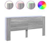 vidaXL Headboard Cabinet with LED Bed Headboard Grey Sonoma 220x16.5x103.5 cm