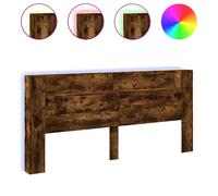 vidaXL Headboard Cabinet with LED Bed Headboard Smoked Oak 220x16.5x103.5 cm
