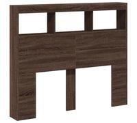 vidaXL Headboard Cabinet with LED, Bed Header Cabinet for Bedroom, Wall Bed Backboard, Bed Headboard with Storage, Brown Oak 120x17x102 cm