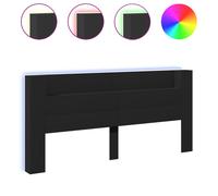 vidaXL Headboard Cabinet with LED Bedroom Bed Header Black 220x16.5x103.5 cm